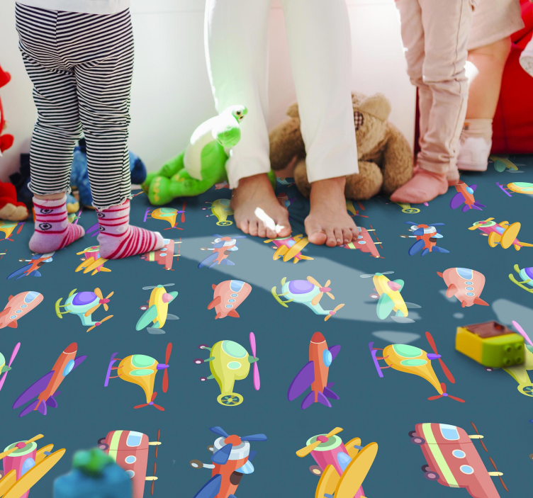 Colorful airplanes pattern vinyl rug - TenStickers
