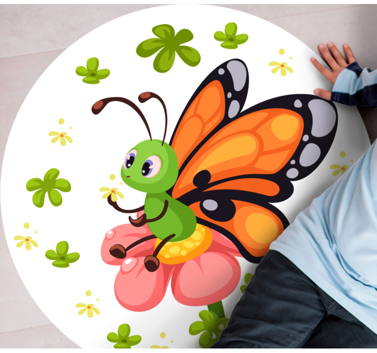 Colorful Butterfly Joy kids vinyl rug - TenStickers