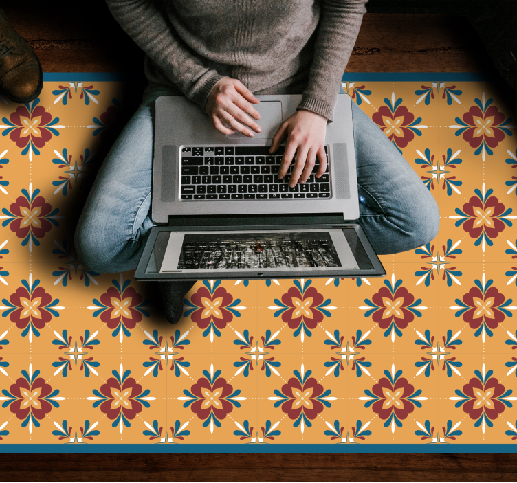 Classical geometric flowers  vinyl rug - TenStickers