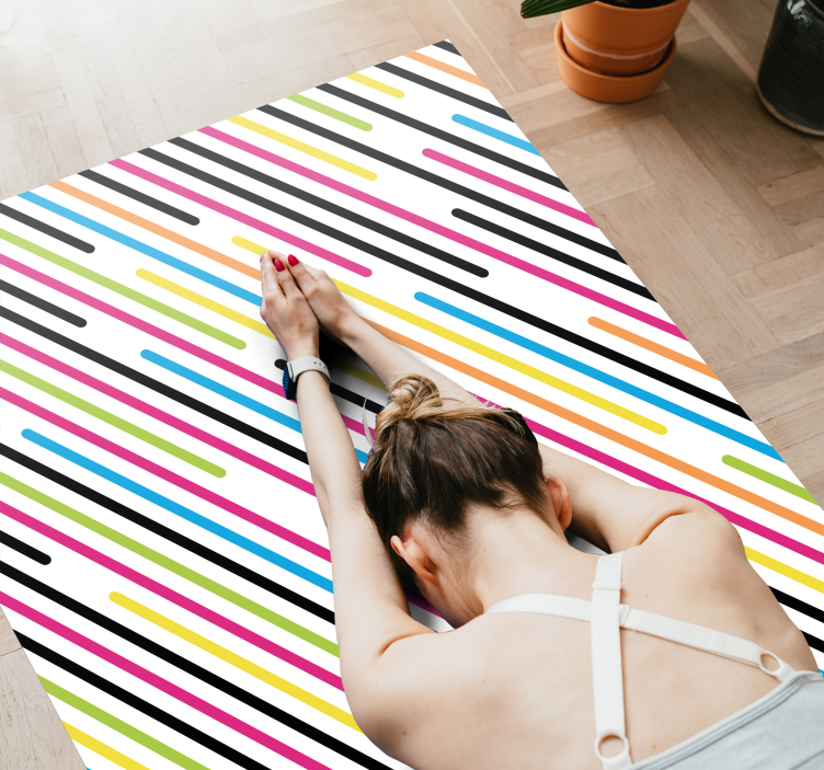 Colorful Diagonal Stripes stripes vinyl rug - TenStickers
