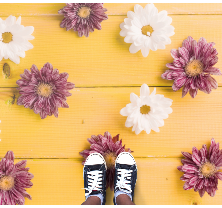 Pink and white petals flower vinyl rug - TenStickers