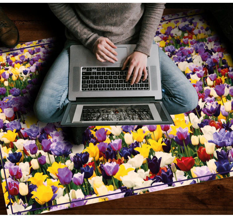 Colorful realistic explosion flower vinyl rug - TenStickers