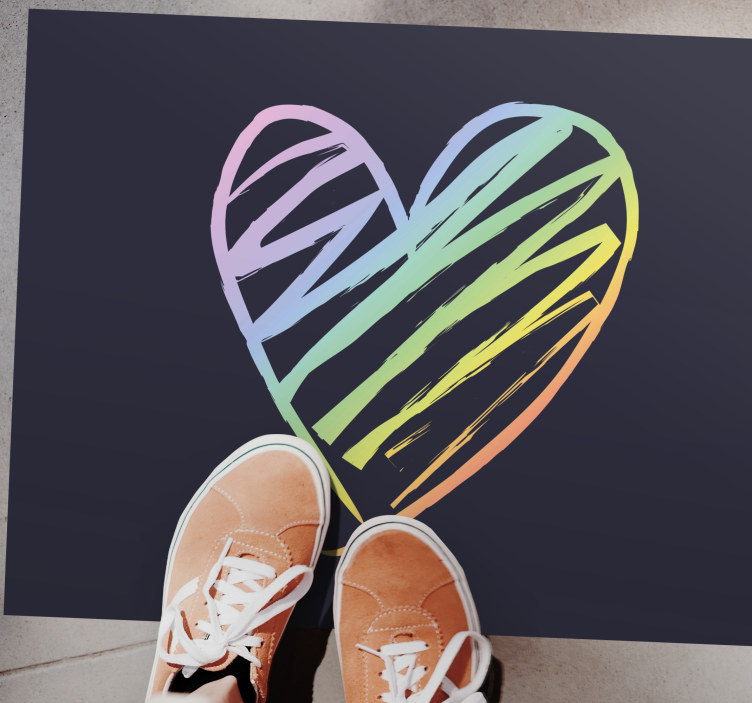 Rainbow heart teenager vinyl rug - TenStickers