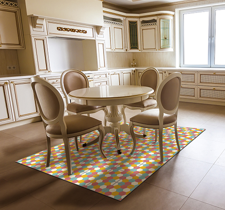 colorful hexagons geometric vinyl rug - TenStickers