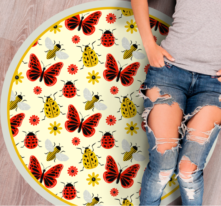 Colorful Insect Pattern animal vinyl rug - TenStickers