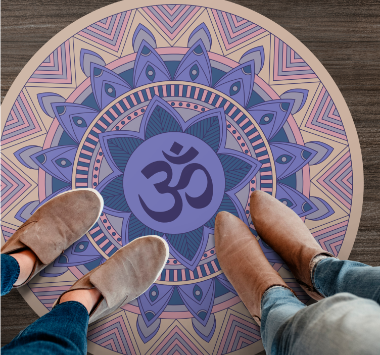 Colorful mandala Om symbol mandala vinyl rug - TenStickers