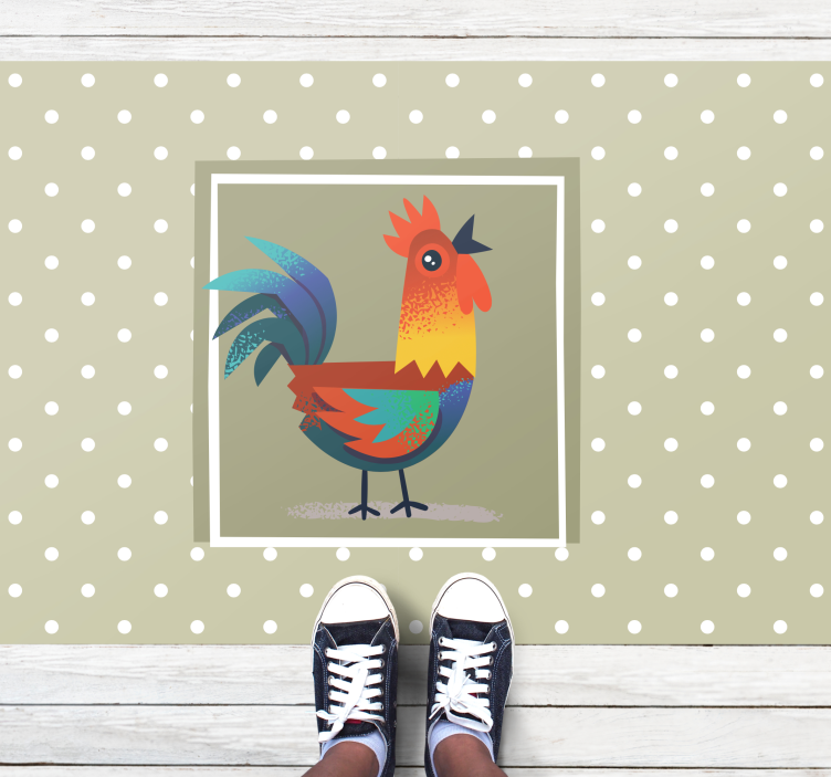 Colorful rooster display animal vinyl rug - TenStickers