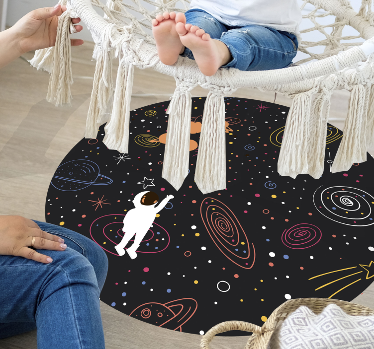 colorful space sketch star rug - TenStickers