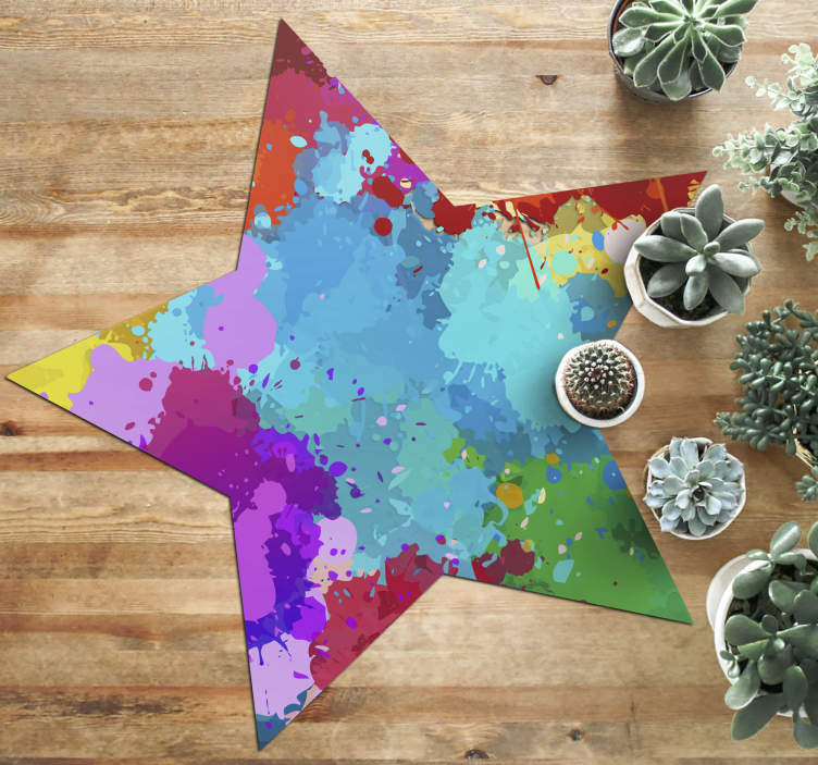 Star with colorful strokes vinyl rug - TenStickers