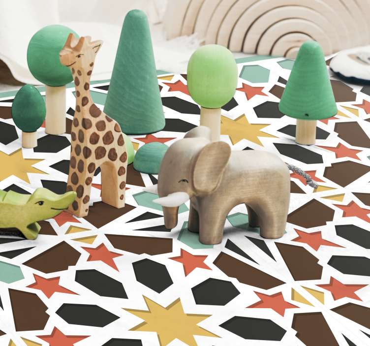 Colorful Starry Tiles tile vinyl rug - TenStickers