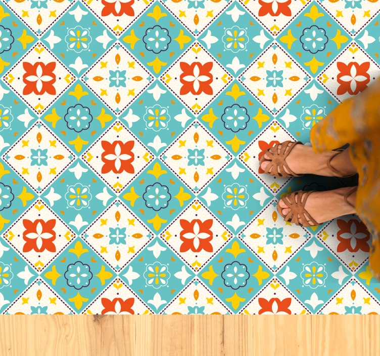 Colorful vintage style tiles bathroom flooring - TenStickers