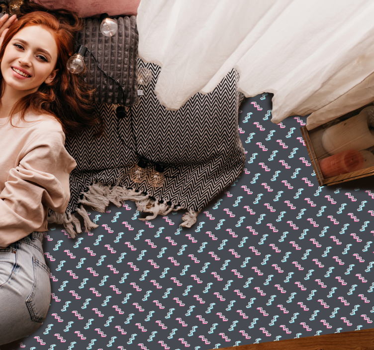 Colorful Wavy Shapes vinyl rug - TenStickers