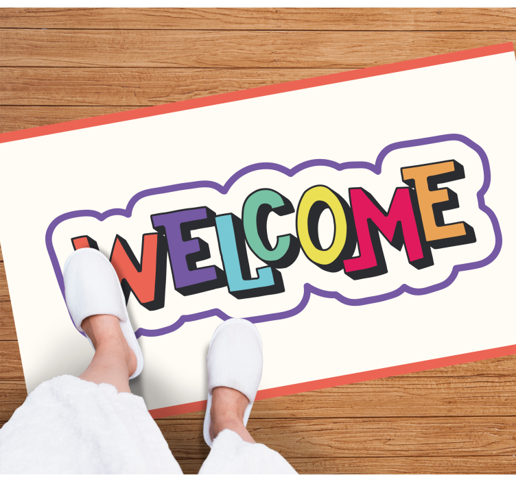 Coloured welcome lettering entrance hall tiles - TenStickers