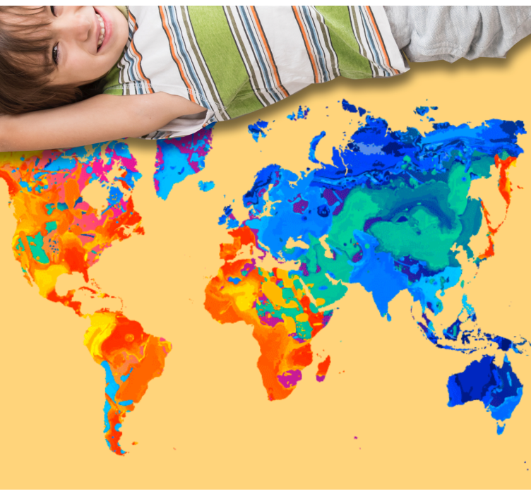 Paint splattered on the earth world map rug - TenStickers