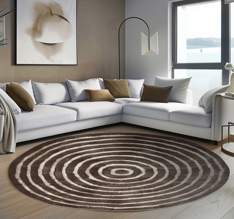 concentric circles beige vinyl rug - TenStickers