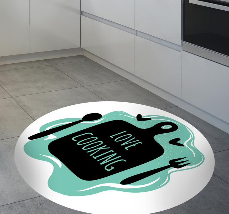 Cutting board love cooking kitchen vinyl rug - TenStickers