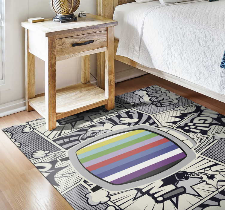 Cool comic pattern teen vinyl rug - TenStickers