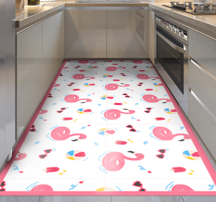 Cool flamingo pattern kitchen floor tiles - TenStickers