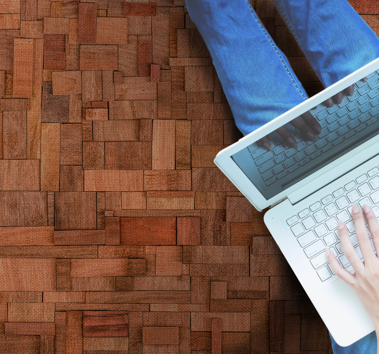 Warm block pattern wood vinyl rug - TenStickers