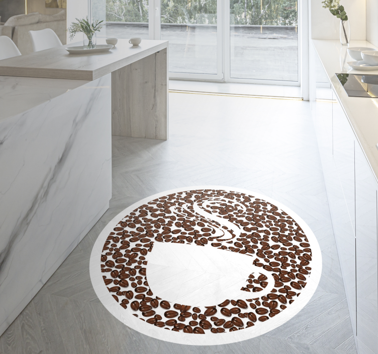 cu of coffee with coffee beans modern rug - TenStickers