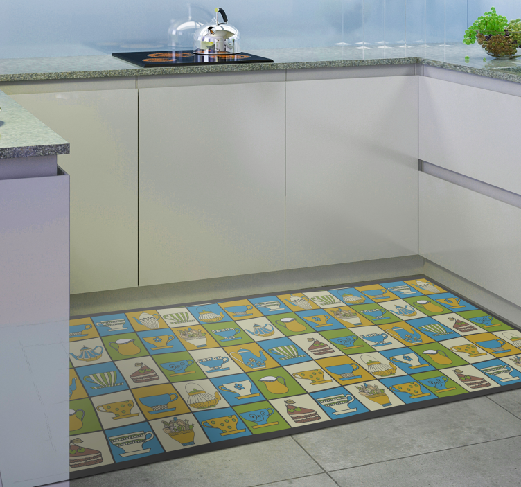 Culinary Patterns kitchen vinyl rug - TenStickers