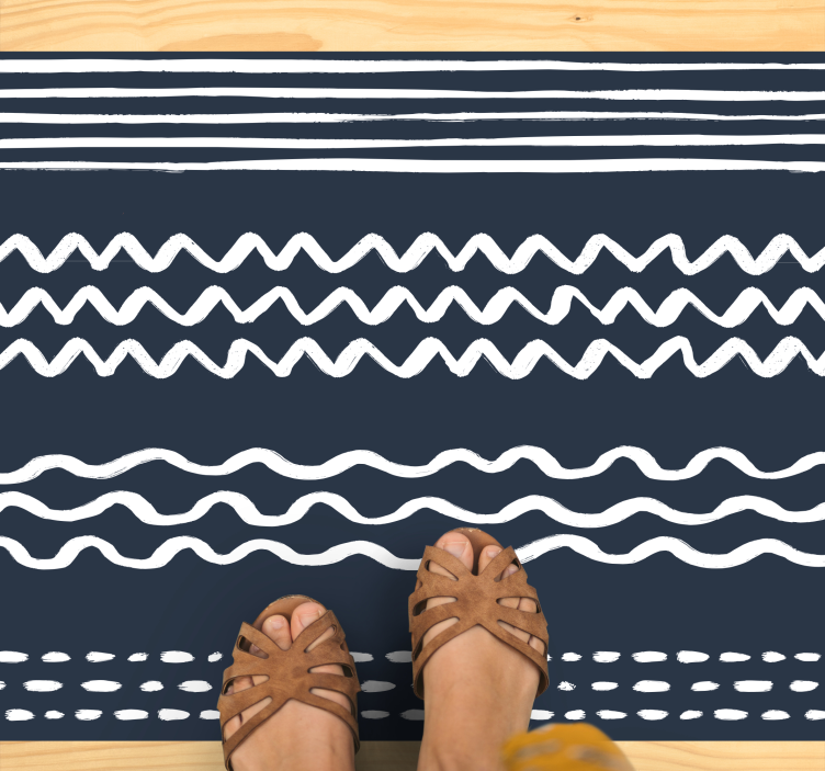 Curvy Line Arrangement stripes vinyl rug - TenStickers