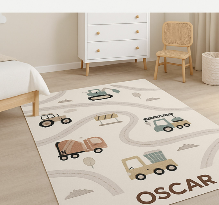 Custom beige construction vinyl rug - TenStickers