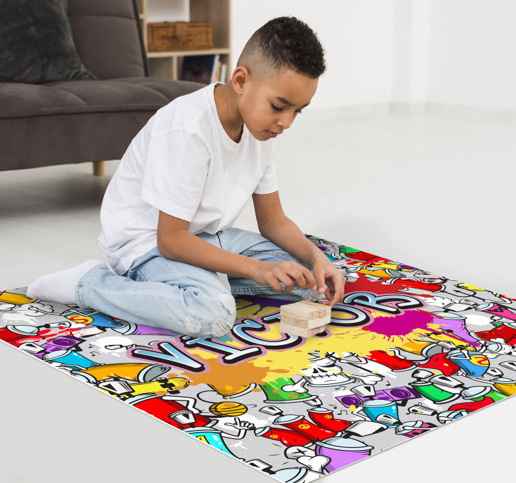 Custom Graffiti Style personalized vinyl rug - TenStickers