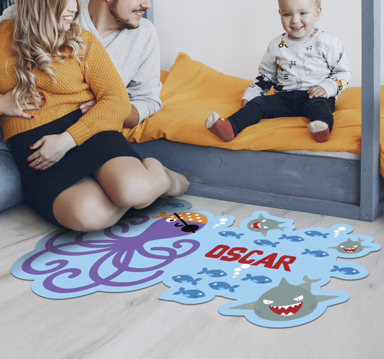 Customizable Ocean Creatures Accent personalised rug - TenStickers