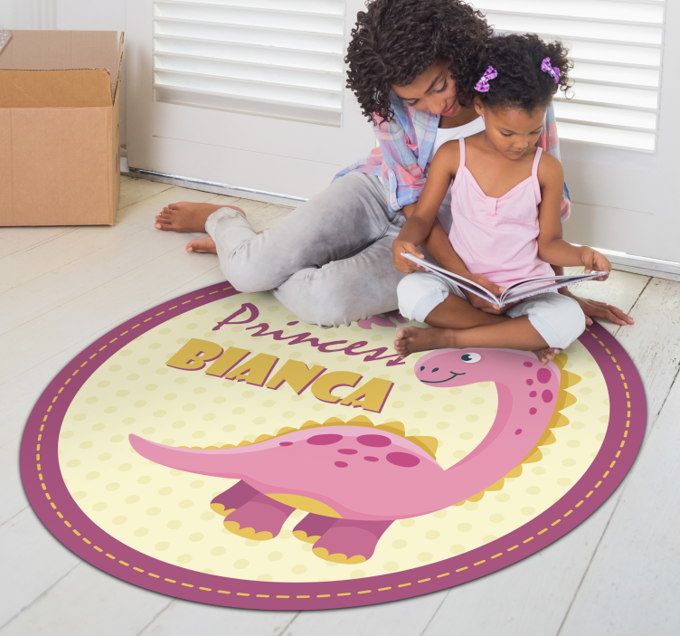 Personalized princess dinosaur vinyl rug - TenStickers