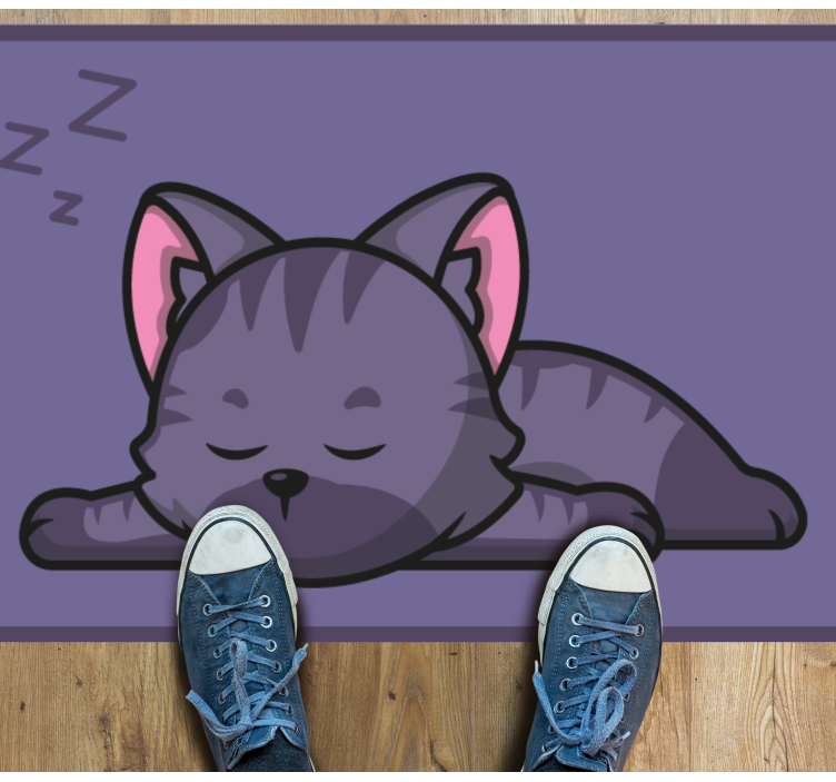 Cute cat sleeping cartoon icon animal rug - TenStickers