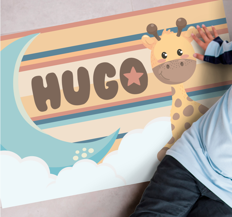 Cute giraffe for boy with name baby play mat - TenStickers
