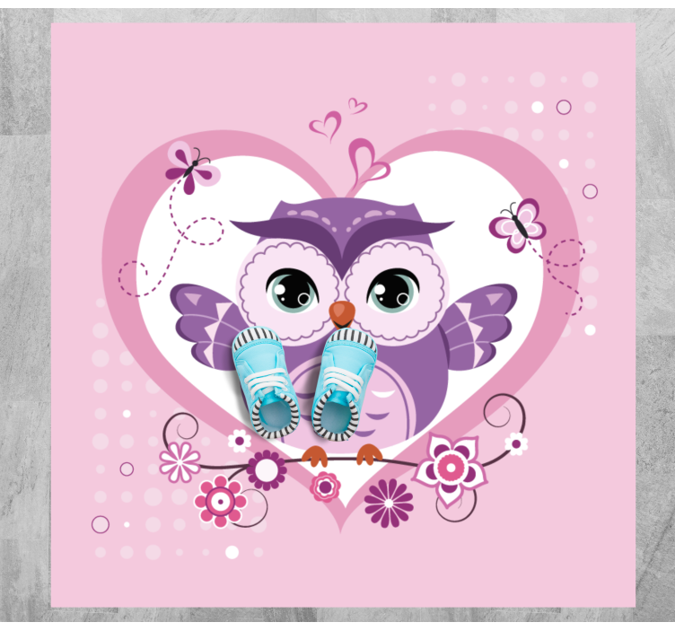 CUTE OWL HEART kids vinyl rug - TenStickers