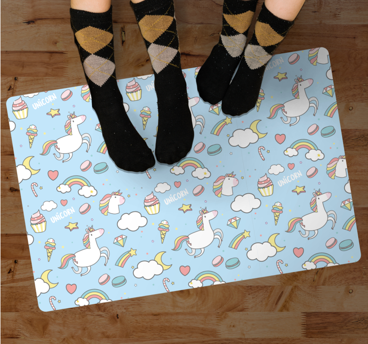 Cute unicorns rainbows with colors bedroom rug - TenStickers