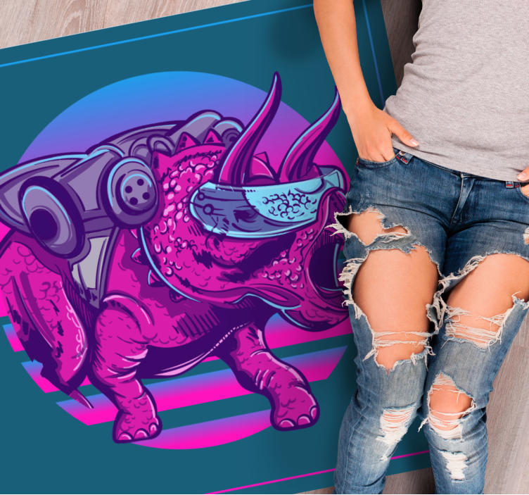 Cybernetic Rhino Illustration animal vinyl rug - TenStickers