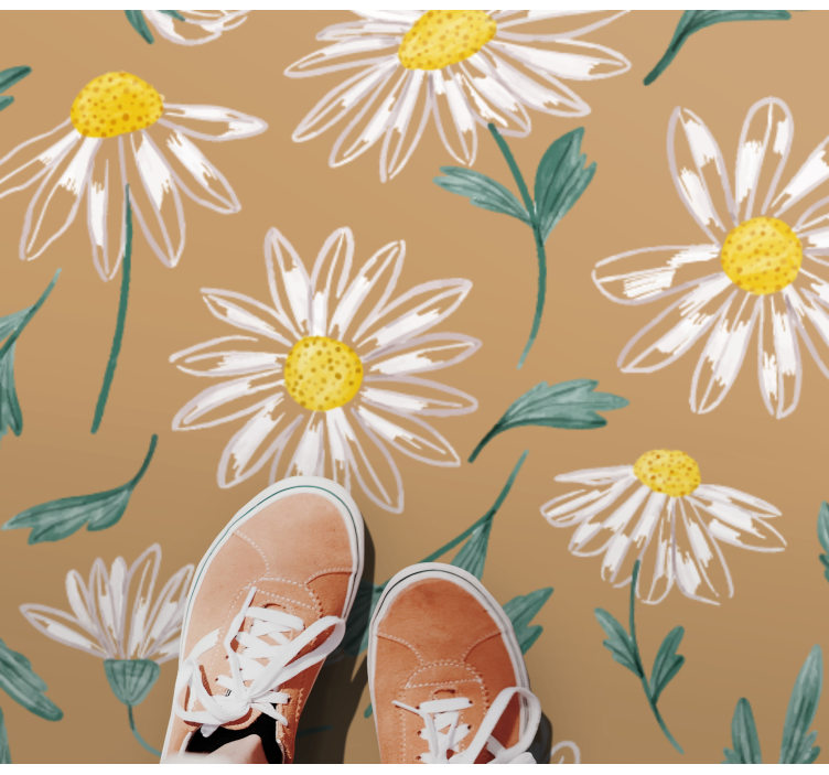 Daisy flower blooming floral vinyl rug - TenStickers