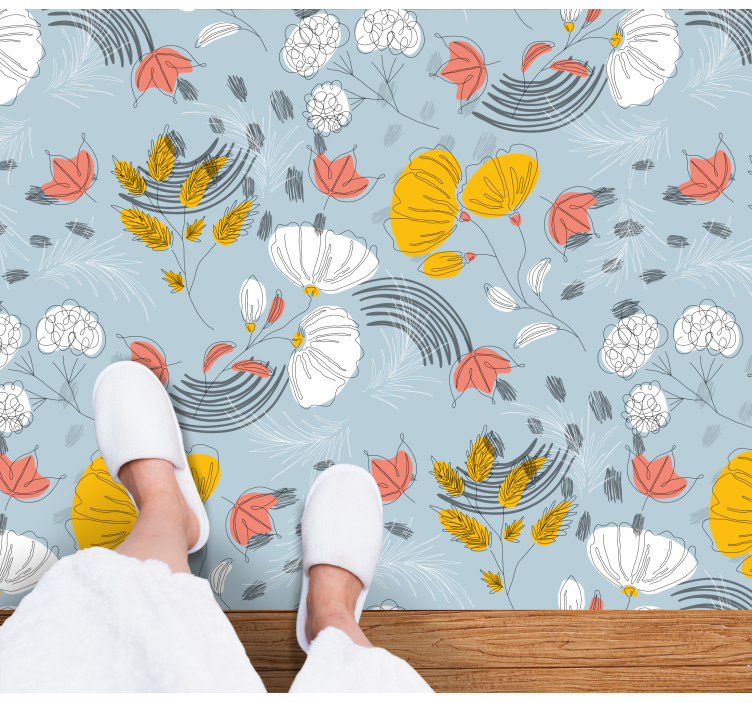 Delicate flower pattern floral rug - TenStickers