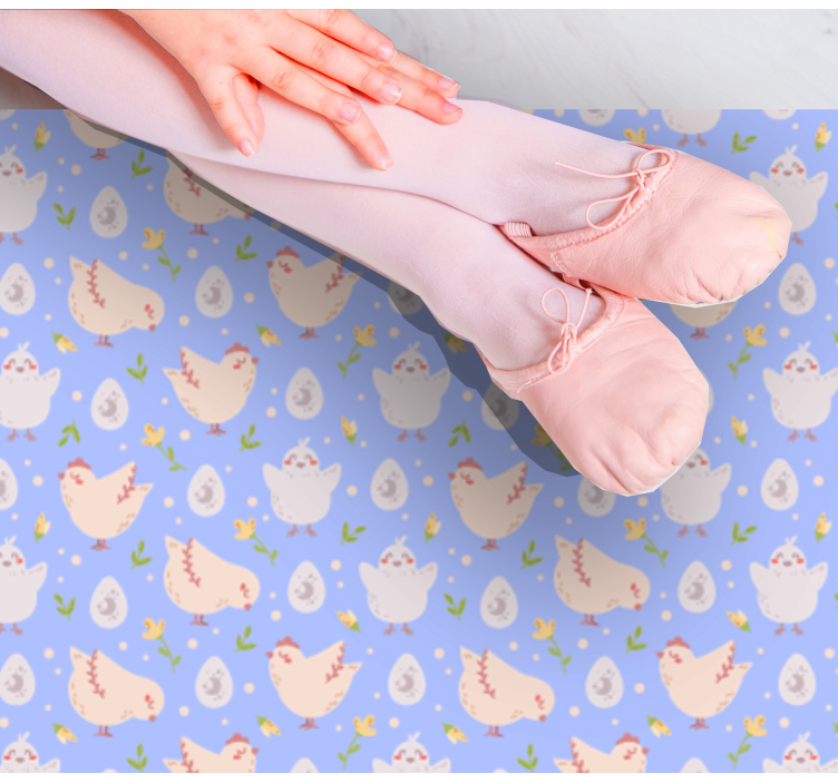 Delightful Chickens Motif vinyl rug - TenStickers