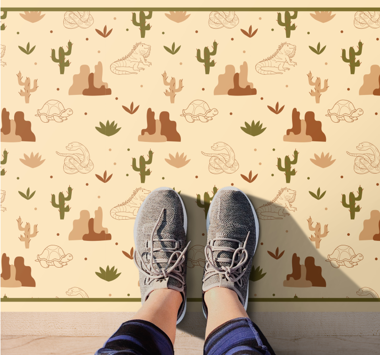 DESERT ANIMAL SCENERY road vinyl rug - TenStickers
