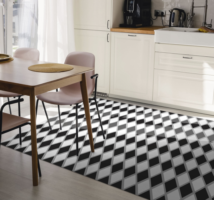 Diamond checker pattern kitchen vinyl rug - TenStickers