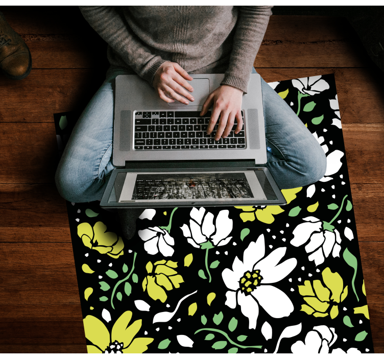 Different daisies pattern floral rug - TenStickers
