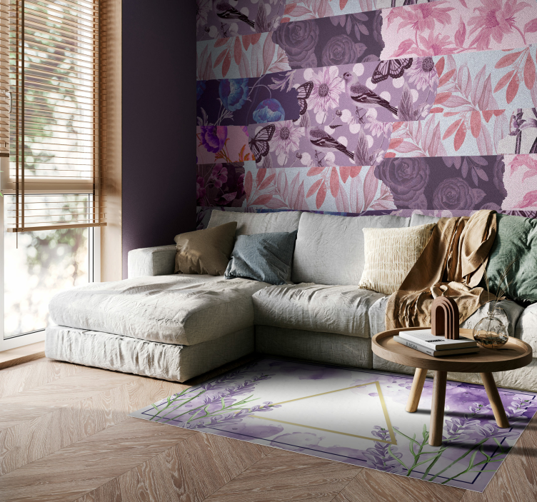 Digital lavender triangle modern rug - TenStickers