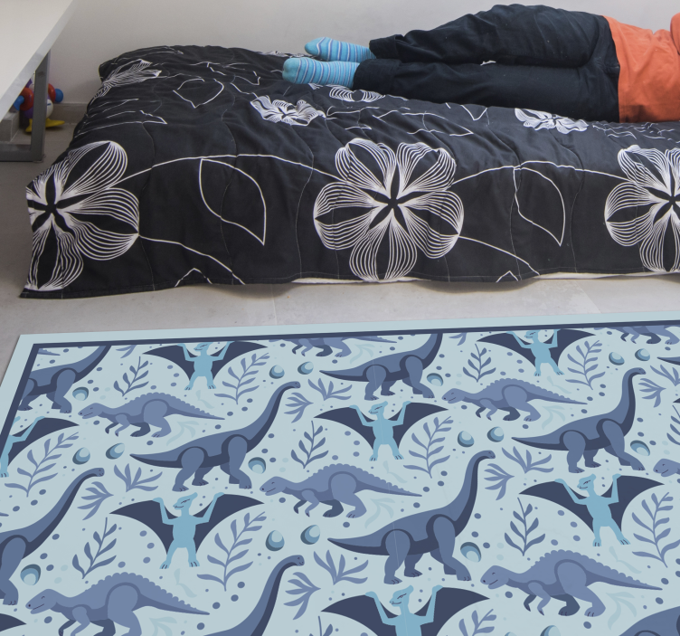 Blue dinosaur expedition vinyl rug - TenStickers