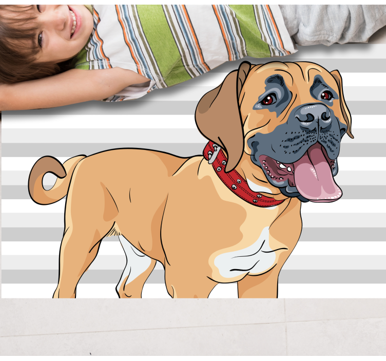 Dog with a red necklace bedroom rug - TenStickers