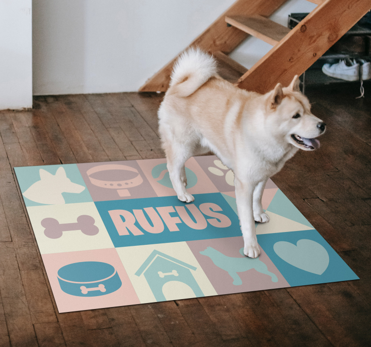 Personalized dog icons vinyl floor rug - TenStickers