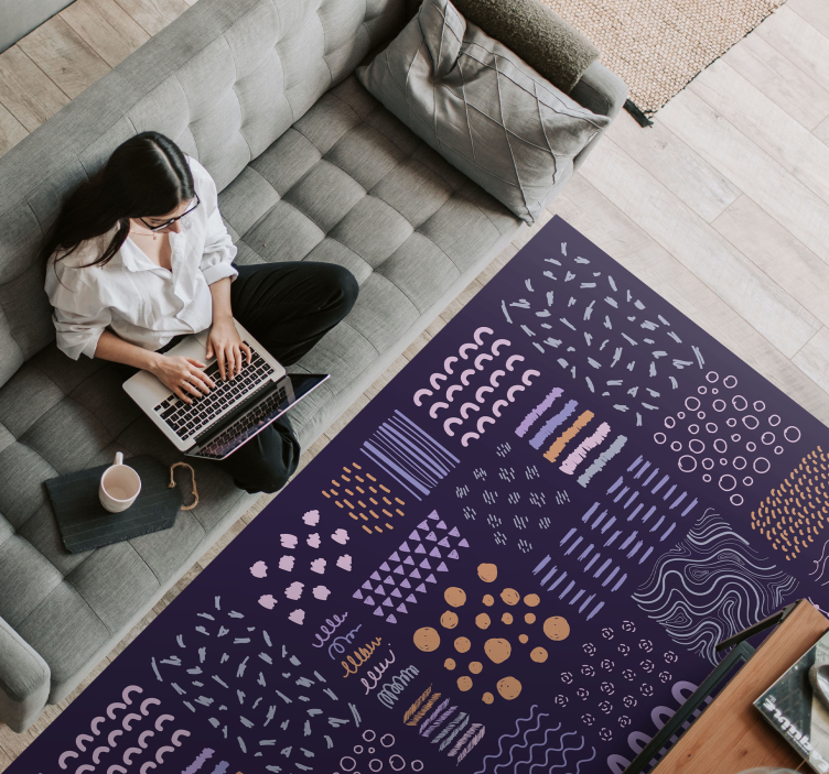 Drawn doodle  polka dots geometric rugs - TenStickers