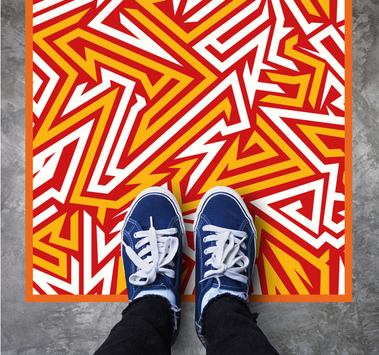 Dynamic zigzag pattern teenager vinyl rug - TenStickers