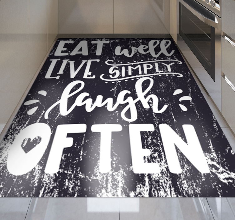 Eat well and laugh often kitchen vinyl rug - TenStickers