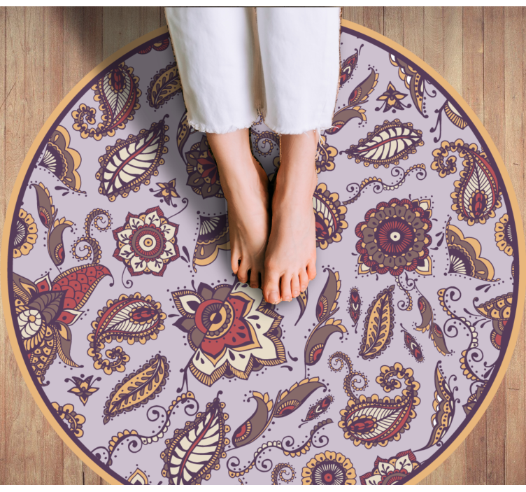 Elaborate botanical motifs flower vinyl rug - TenStickers
