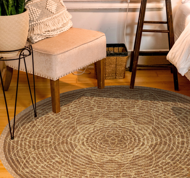 Elegant brown pattern mandala vinyl rug - TenStickers